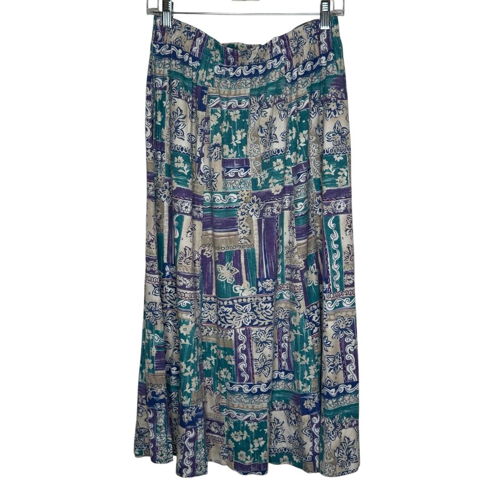 Vtg Jantzen Classics Size Large Made in USA Floral Print Midi Skirt